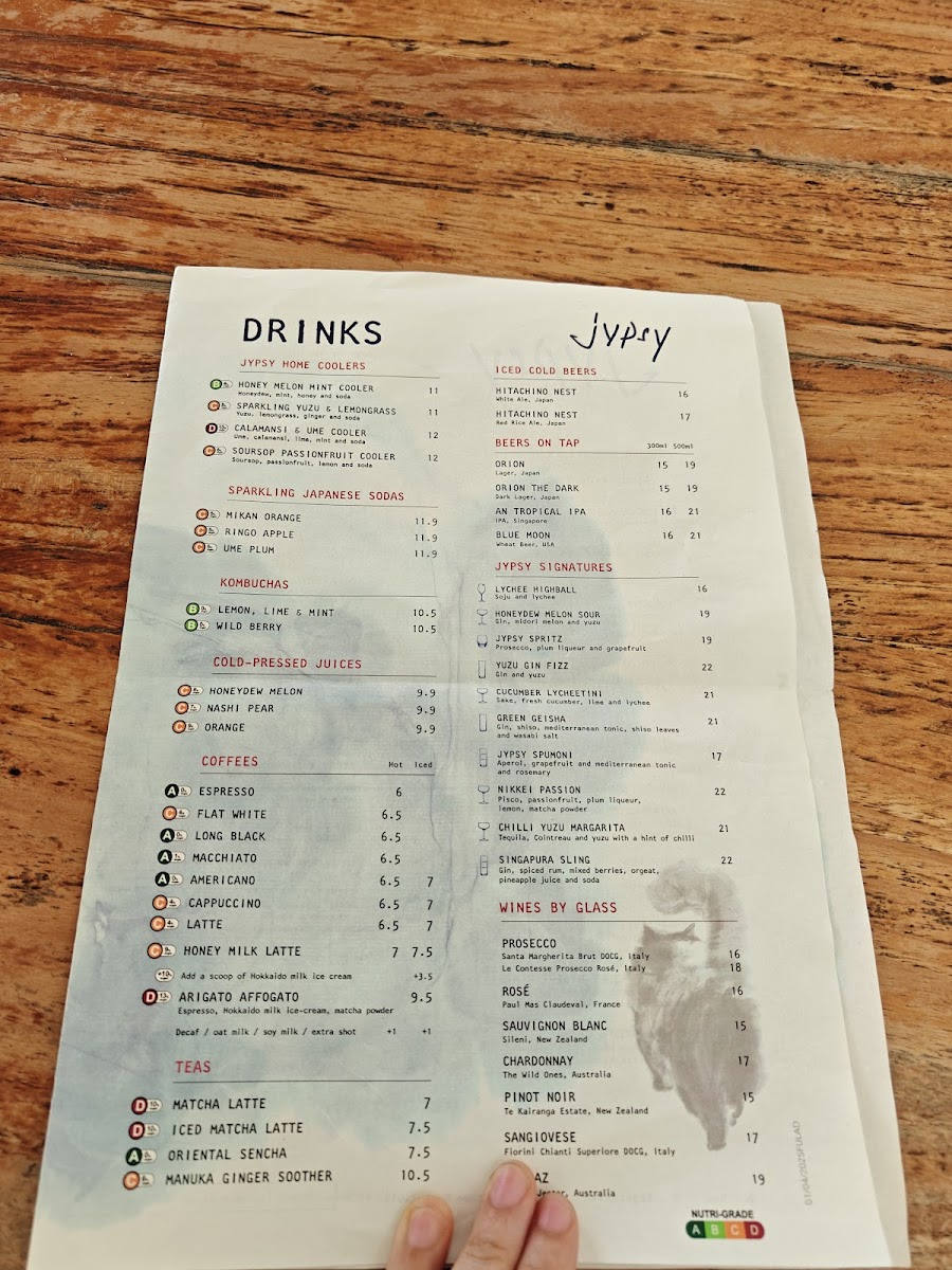 Menu Jypsy One Fullerton-6