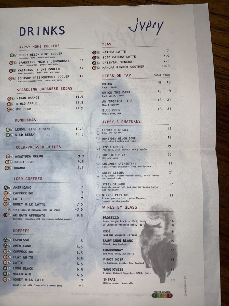 Menu Jypsy One Fullerton-9